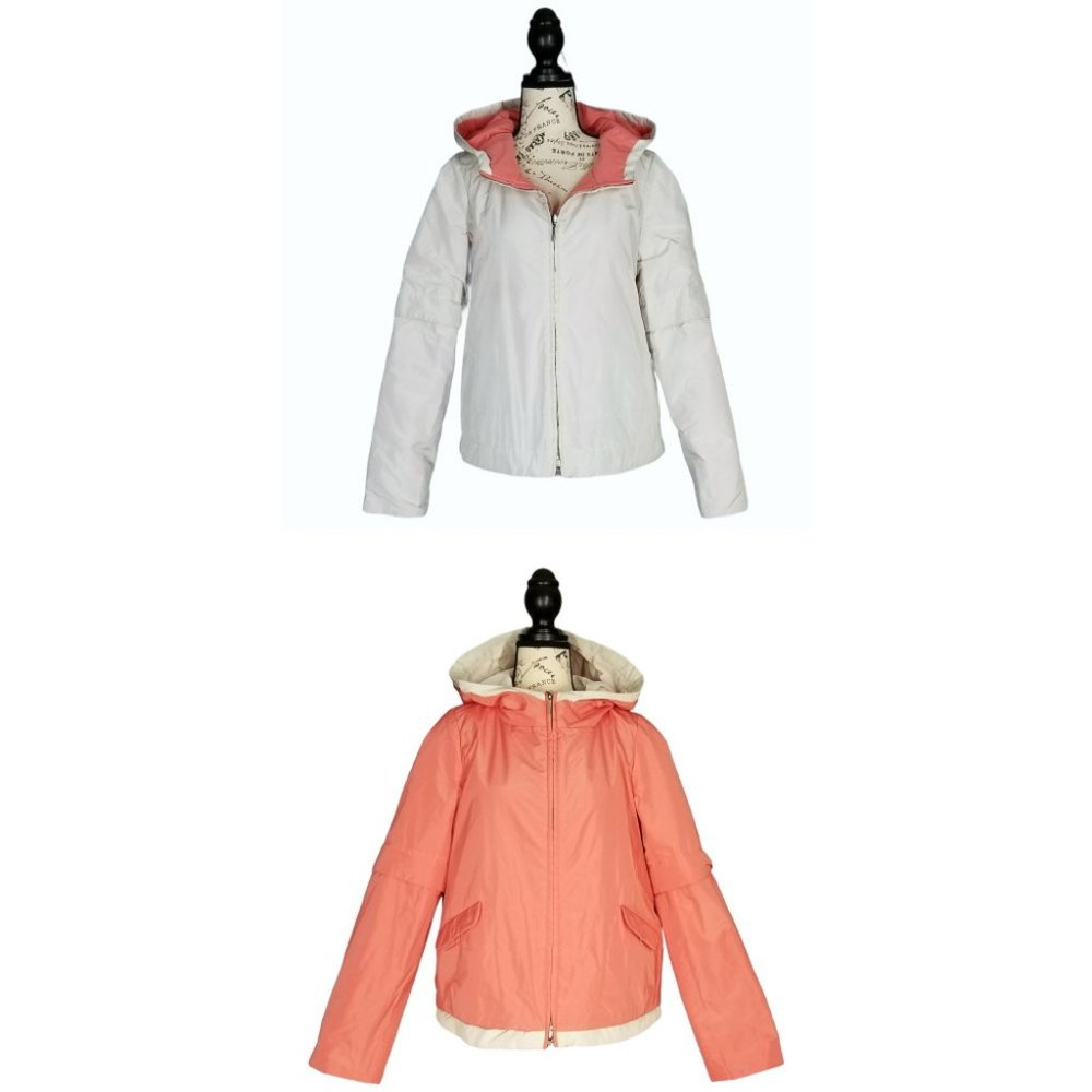 MAX MARA NAPOLI Reversible Water-Repellent Hooded Jacket, Salmon Pink, EUR 42